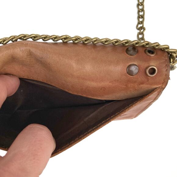 Reworked Patricia Nash Studded Italian Leather Bag w/ Brass Chain Strap & Charm - Picture 16 of 16